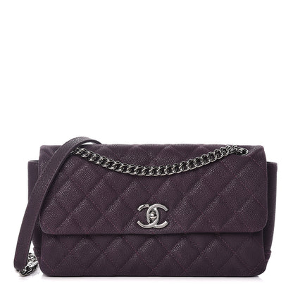 Chanel Iridescent Caviar Quilted Medium Lady Pearly Flap Plum 1 of 18