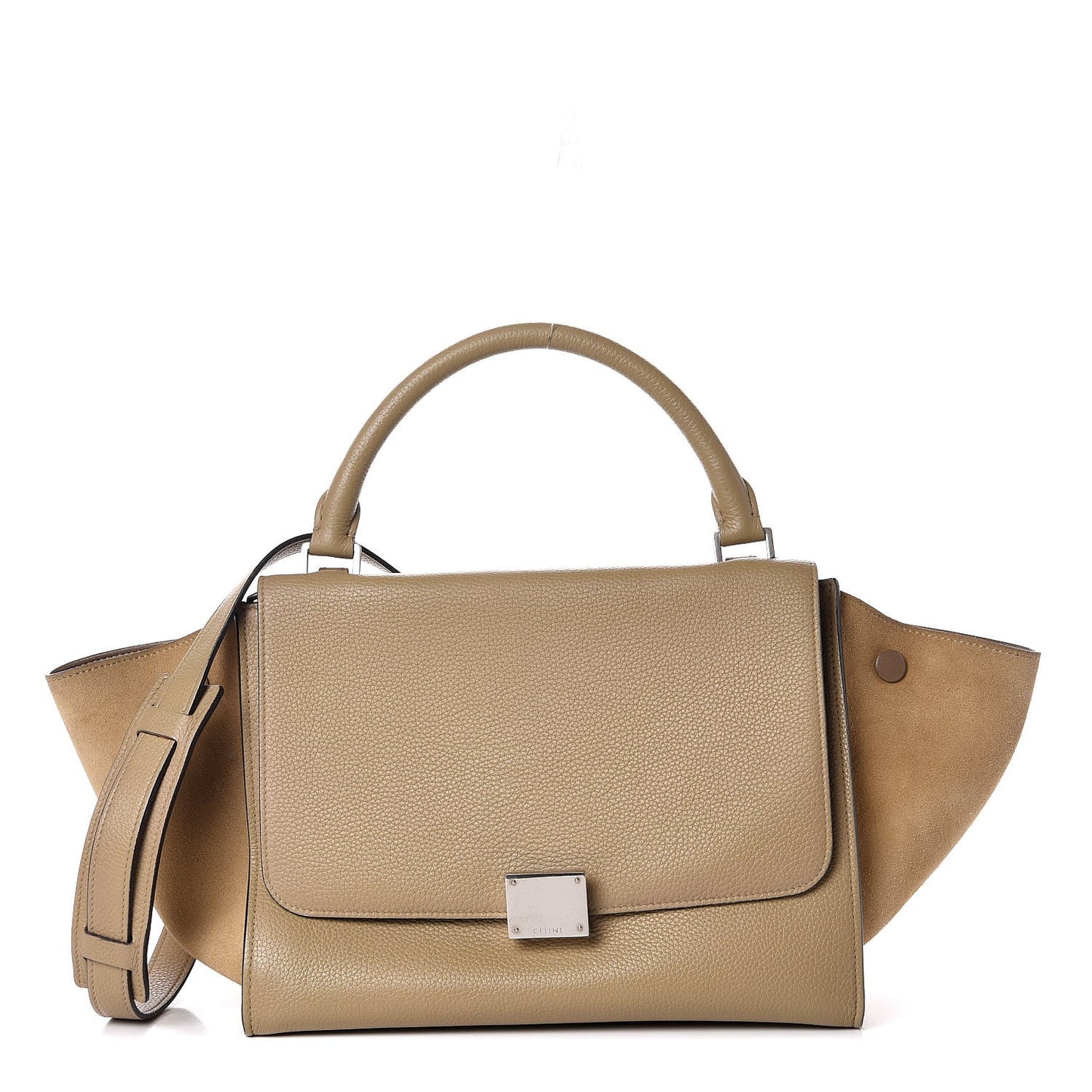 Drummed Calfskin Suede Small Trapeze Dune