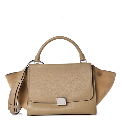 Celine Drummed Calfskin Suede Small Trapeze Dune 1 of 7