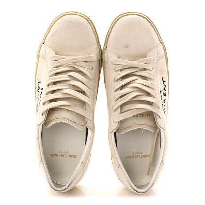 Saint Laurent Distressed Canvas Court Classic Sneakers 38.5 Panna 2 of 11