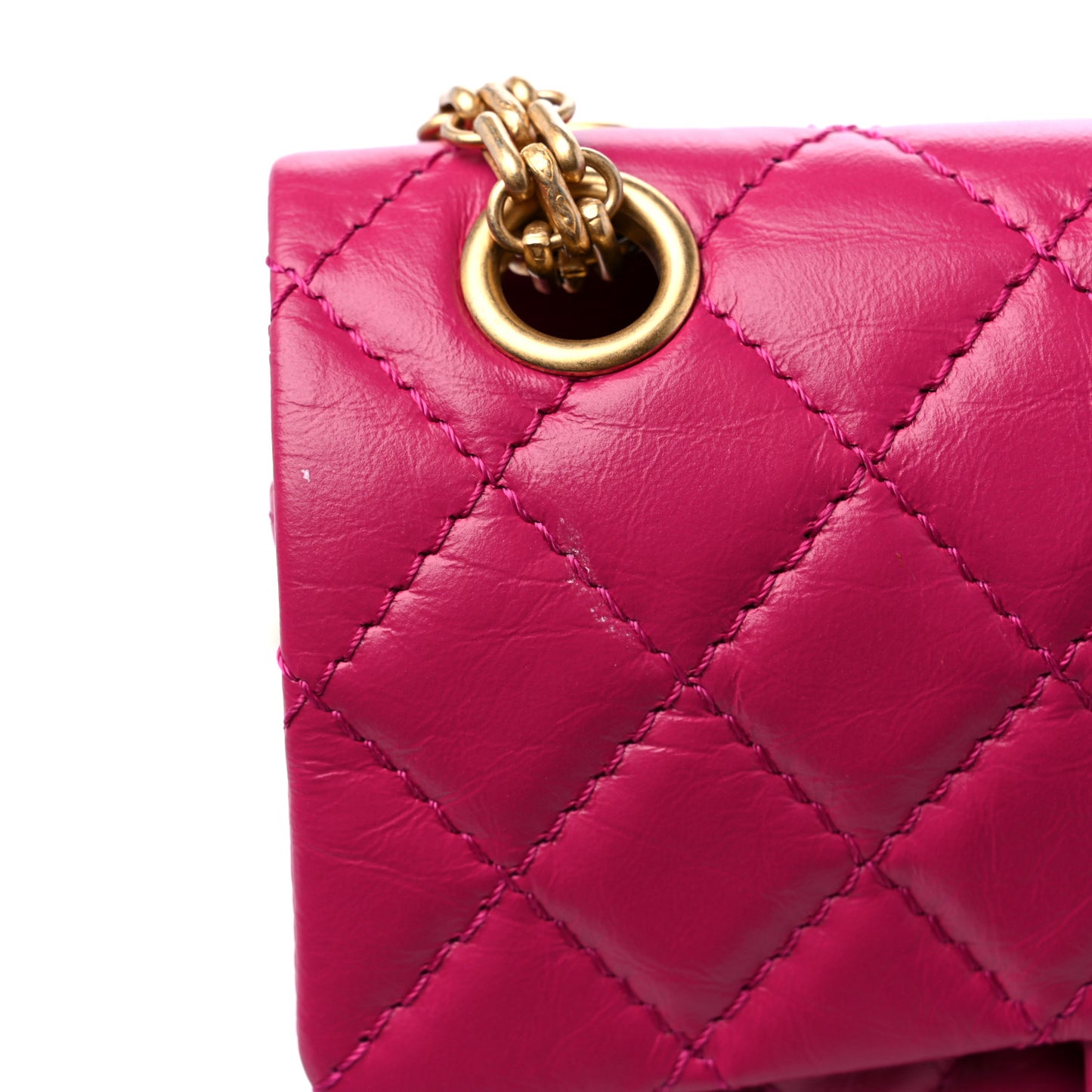 Aged Calfskin Quilted 2.55 Reissue Mini Flap Fuchsia