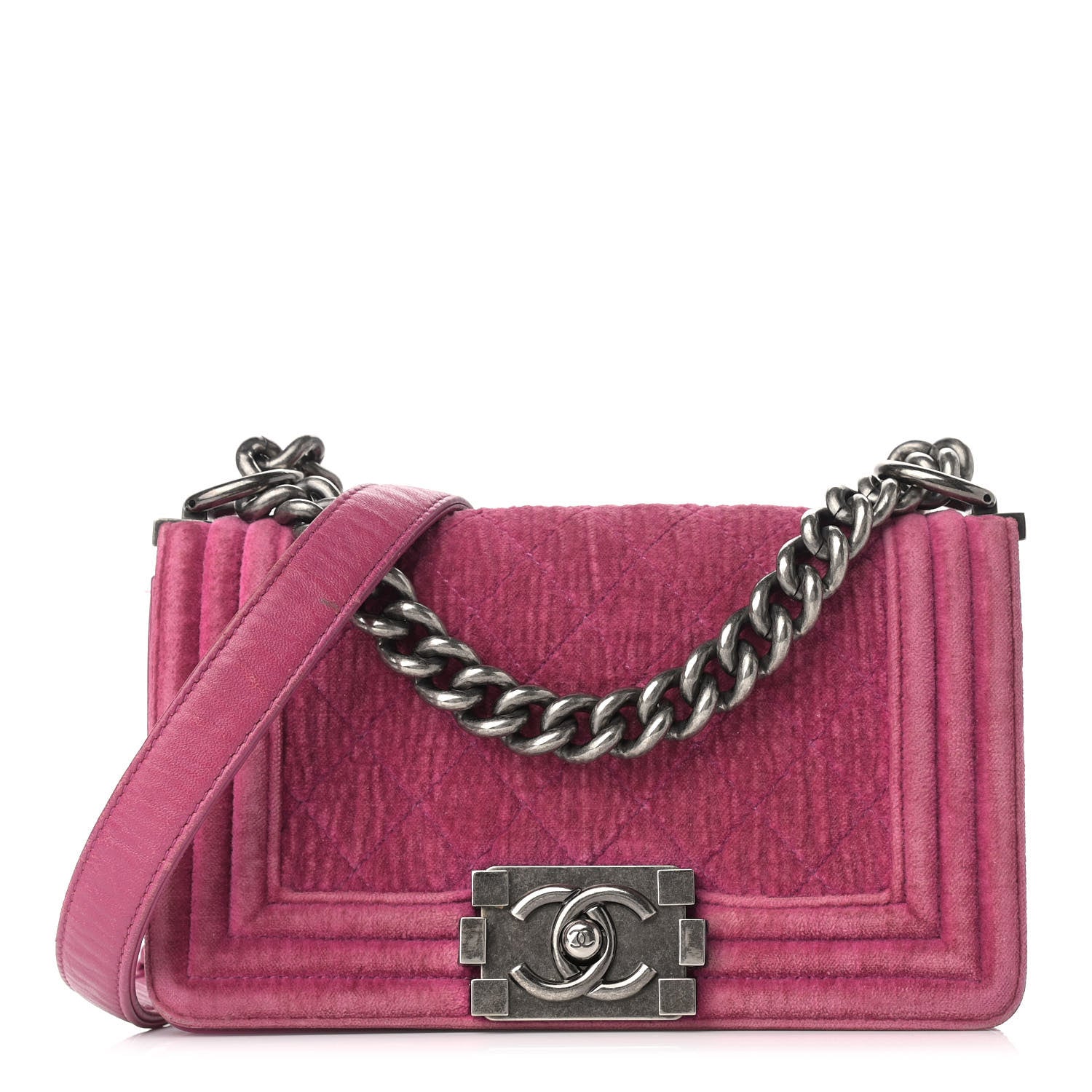 Chanel Velvet Quilted Small Boy Flap Pink 1 of 12