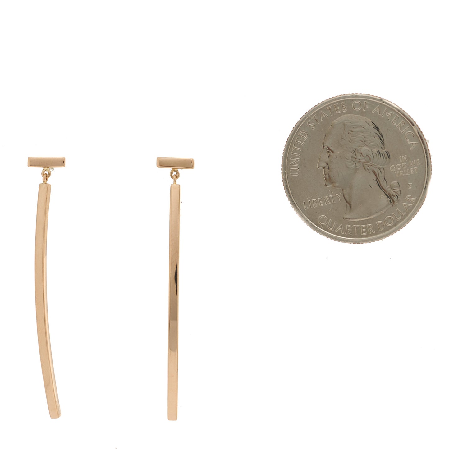 18K Rose Gold T Bar Earrings