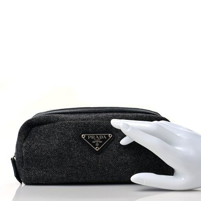 Prada Wool Cosmetic Pouch Grey 2 of 9
