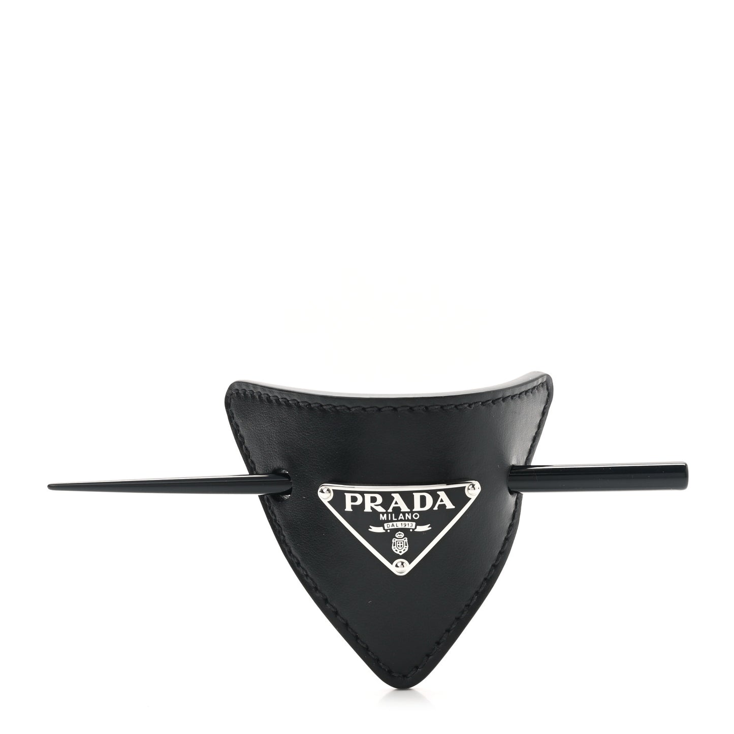 City Calfskin Hair Clip Black
