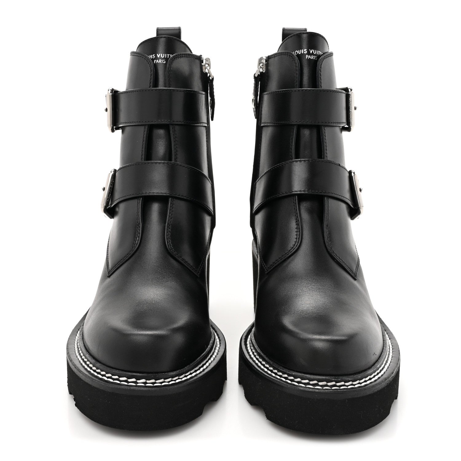 Louis Vuitton Calfskin Beaubourg Ankle Boots 36 Black 2 of 10