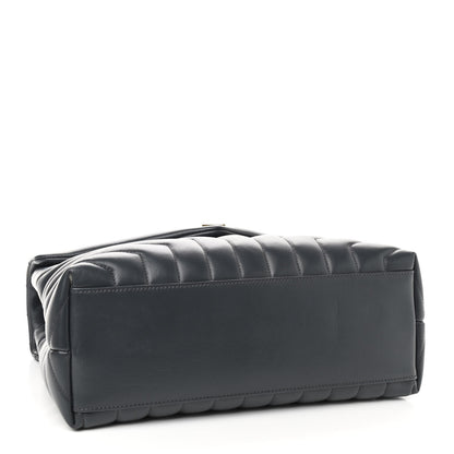 Saint Laurent Calfskin Y Quilted Monogram Medium Loulou Chain Satchel Dark Smog 3 of 9