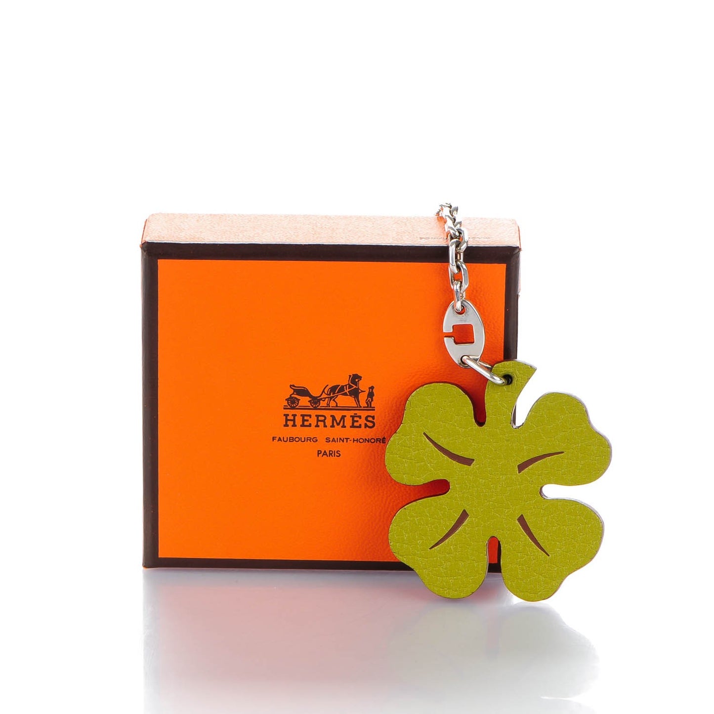Chévre Mysore Lucky Clover Key Chain Bag Charm Vert Anis Orange