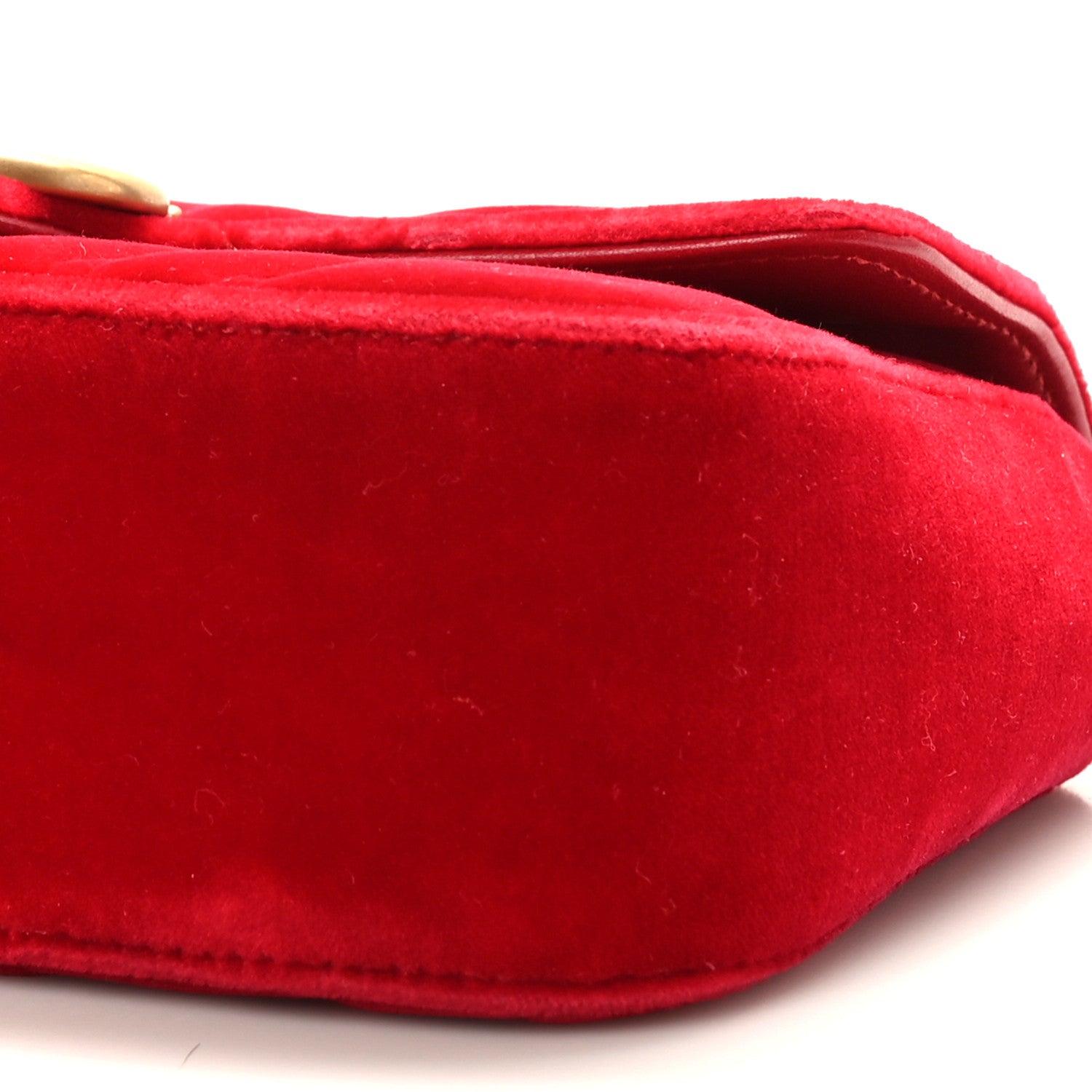 Gucci Velvet Matelasse Mini GG Marmont Shoulder Bag Hibiscus Red 9 of 9