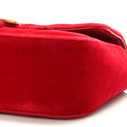 Gucci Velvet Matelasse Mini GG Marmont Shoulder Bag Hibiscus Red 9 of 9