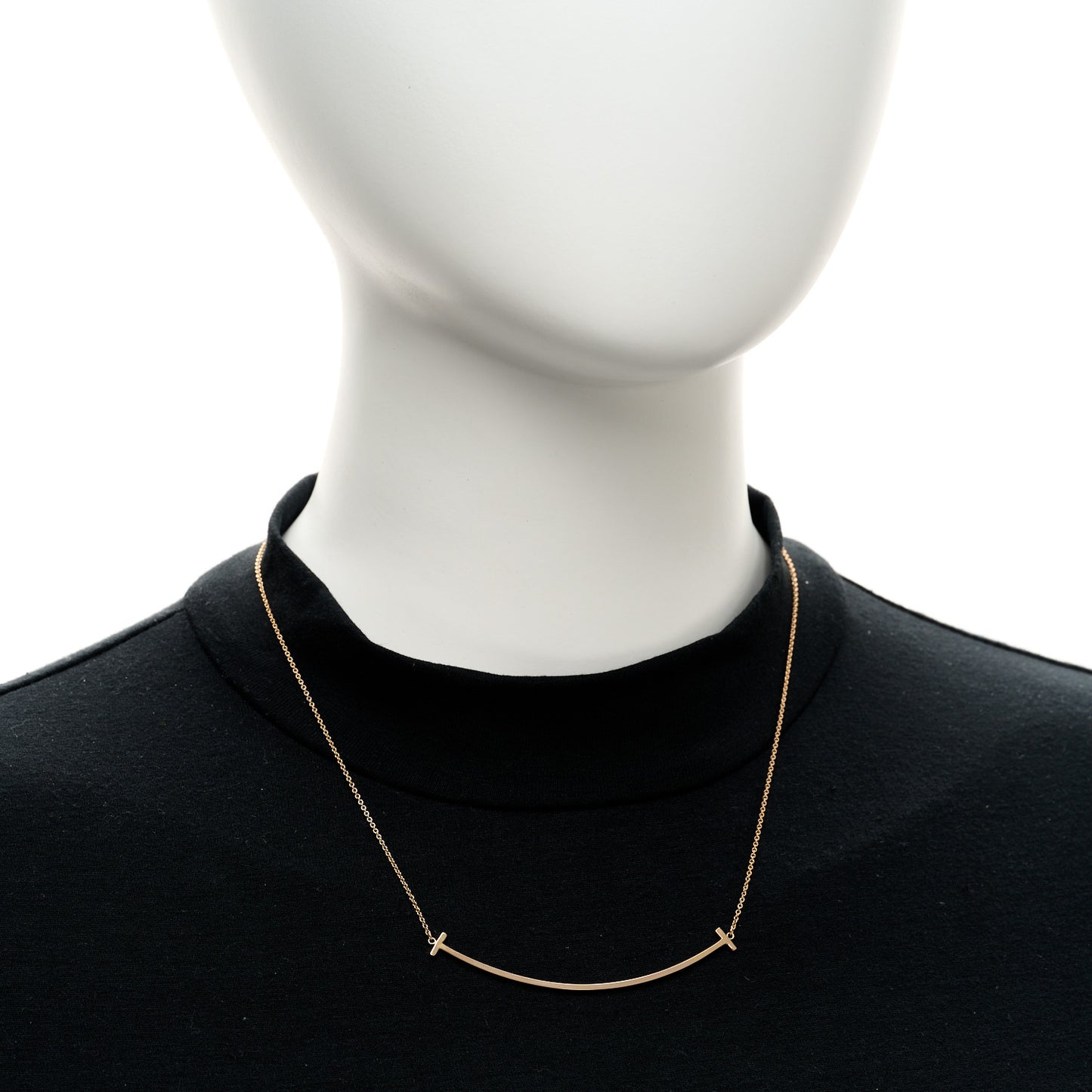 18K Rose Gold Large T Smile Pendant Necklace