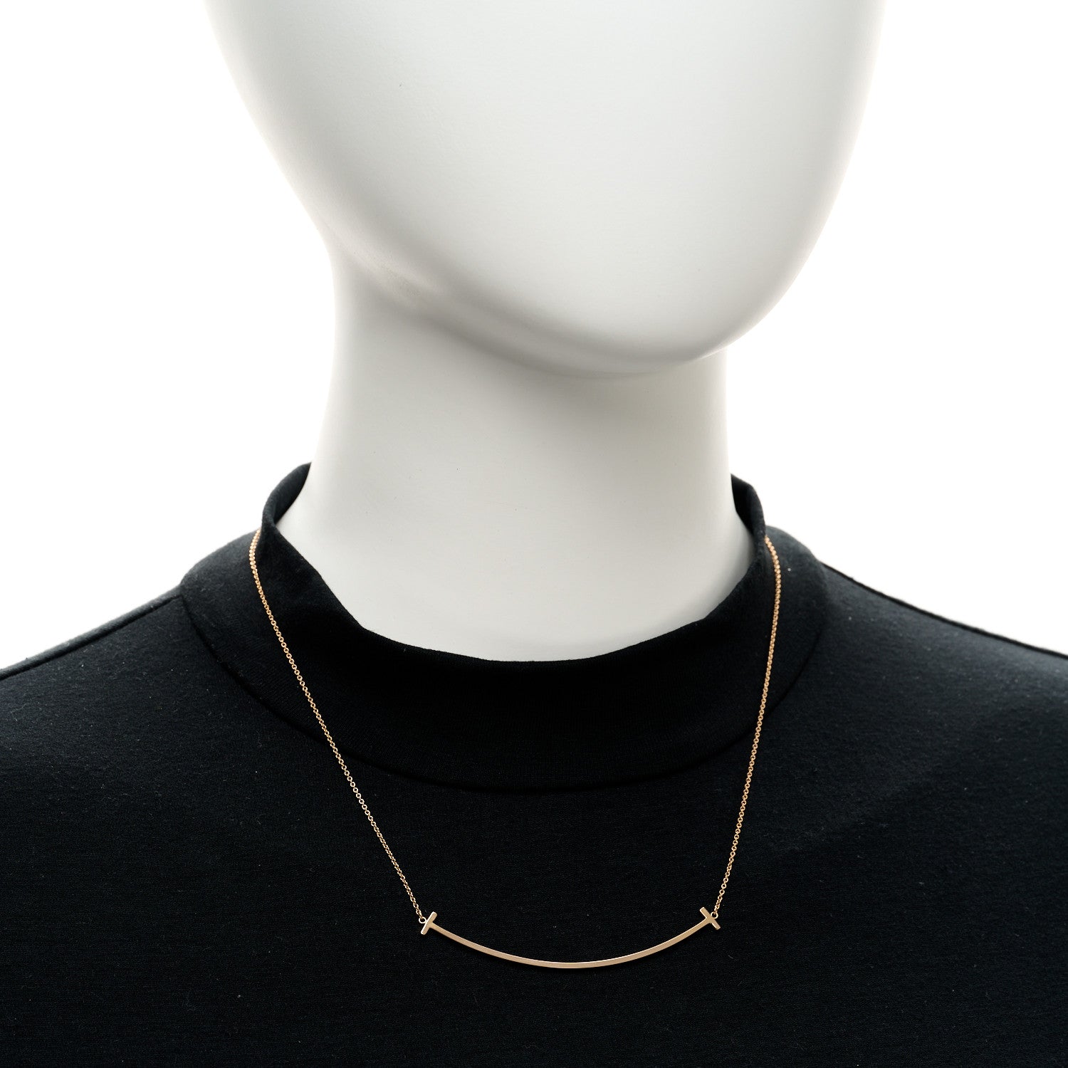 Tiffany 18K Rose Gold Large T Smile Pendant Necklace 2 of 4