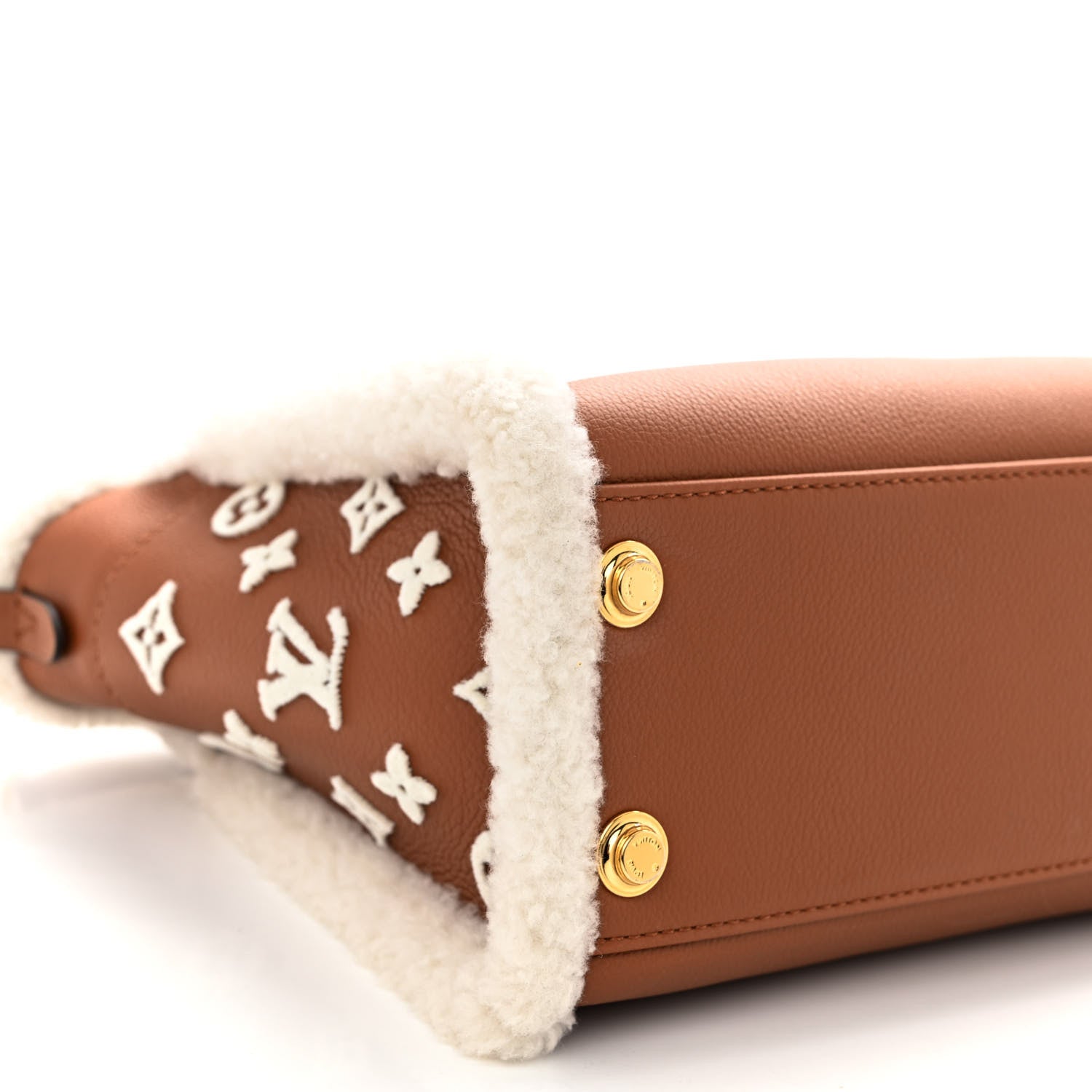 Louis Vuitton Grained Calfskin Shearling On My Side PM Caramel 8 of 9
