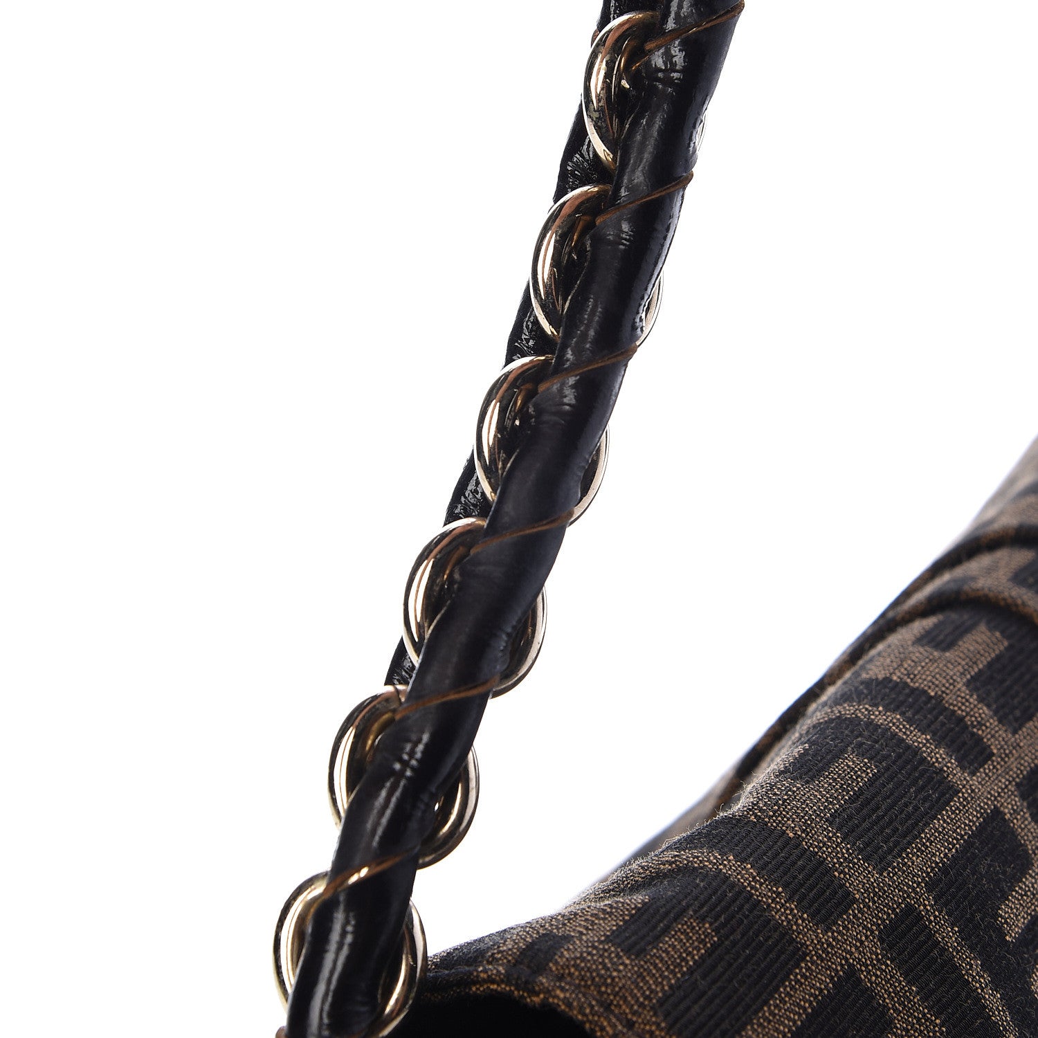 Fendi Zucca Patent Mia Shoulder Flap Tobacco 11 of 11
