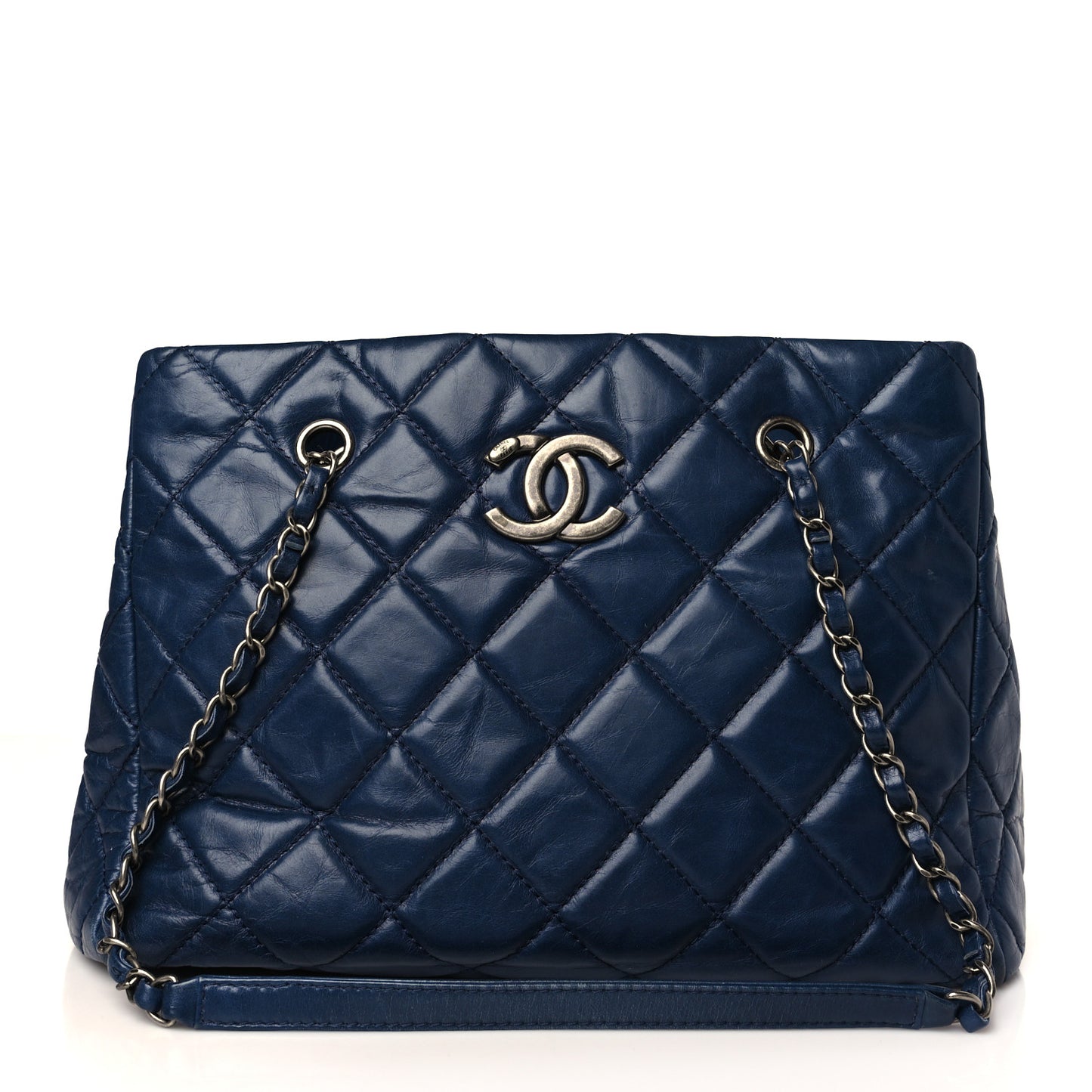 Calfskin Quilted Small Coco Soft Tote Navy