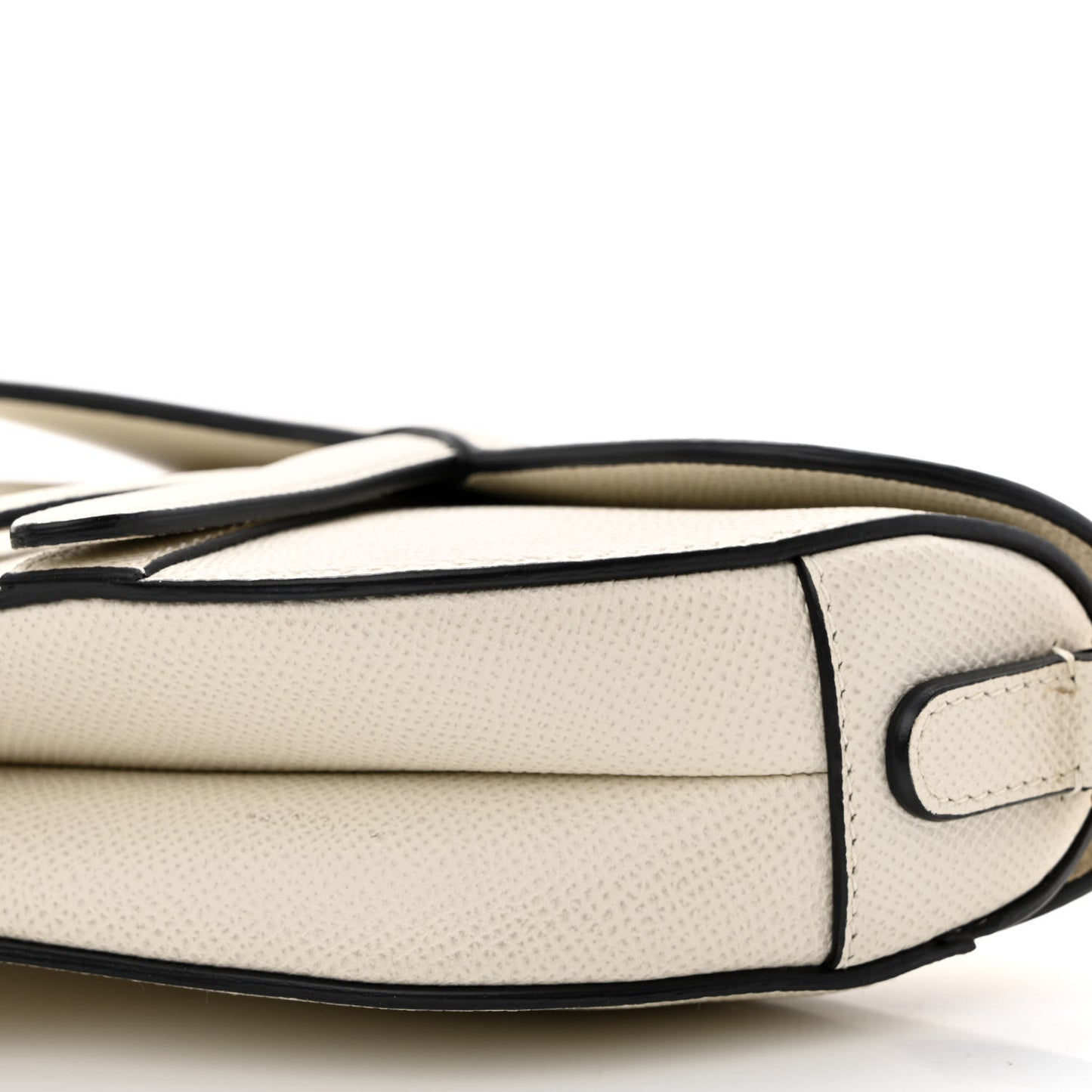 Grained Calfskin Mini Saddle Bag White