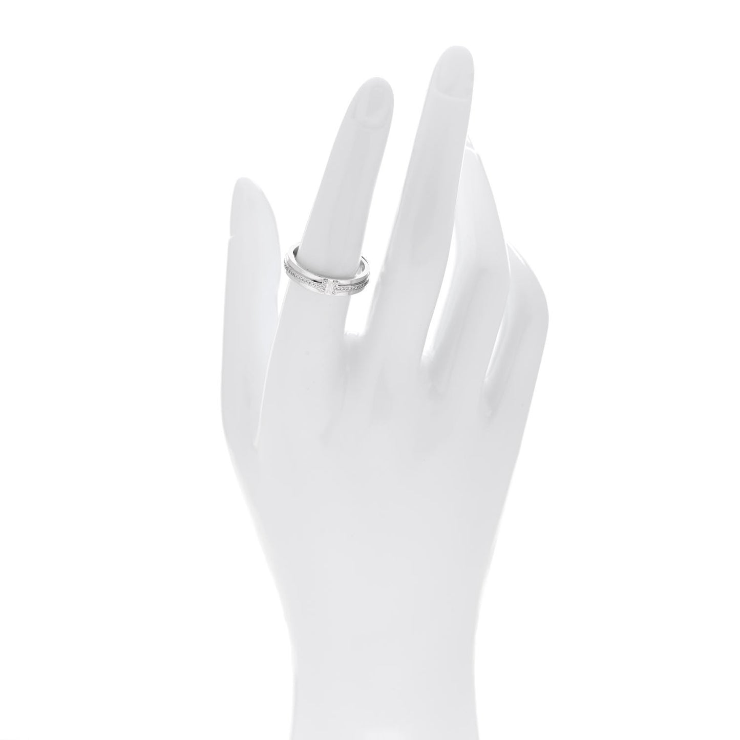 18K White Gold Diamond Narrow T Two Ring 54 7
