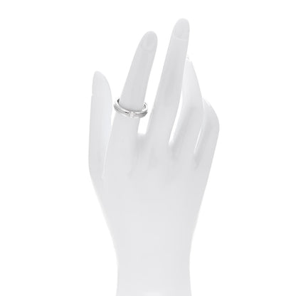 Tiffany 18K White Gold Diamond Narrow T Two Ring 54 7 2 of 4