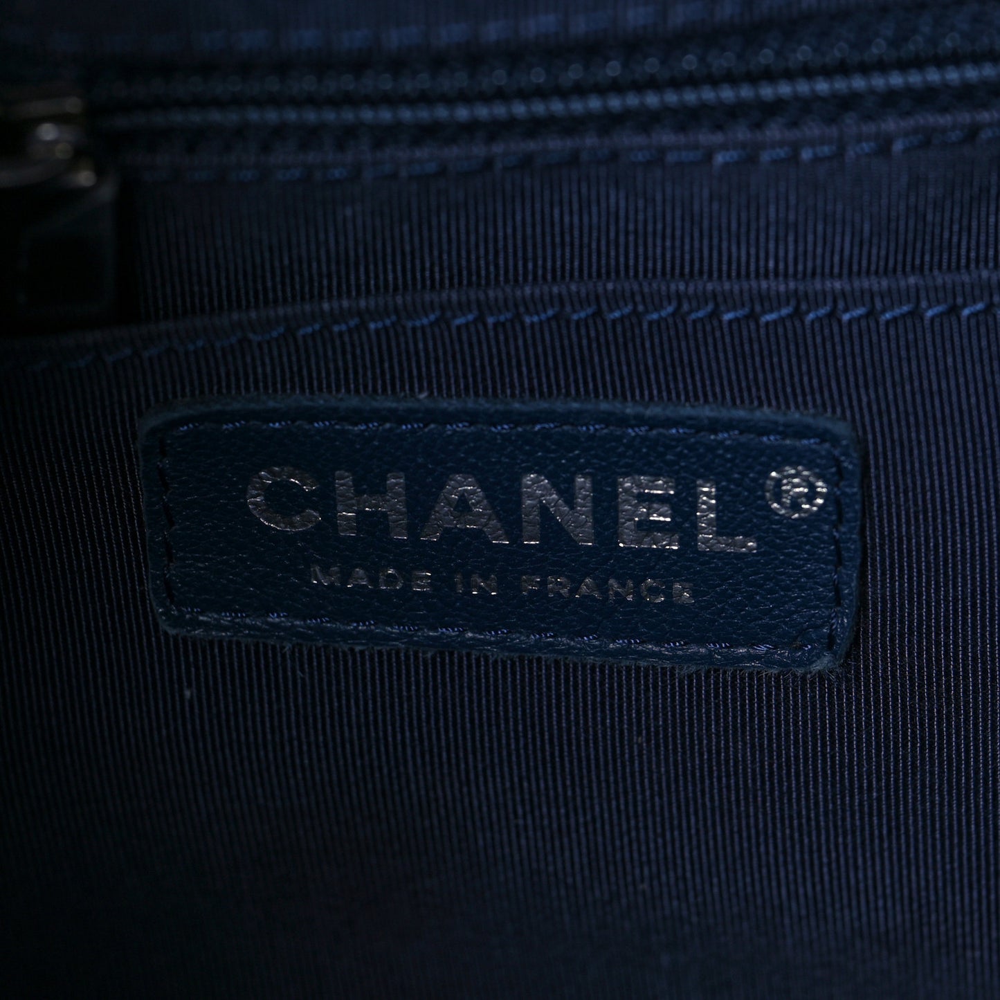 Lambskin Quilted CC Chain Drawstring Tote Blue
