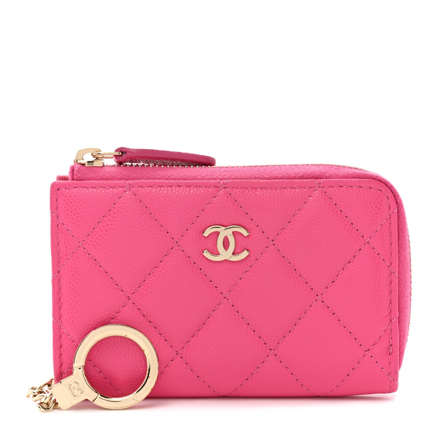 Chanel Caviar Quilted Zipped Key Holder Case Pink 1 of 8