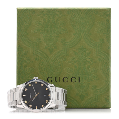 Gucci Stainless Steel 38mm G-Timeless Charm Quartz Watch Black 5 of 5