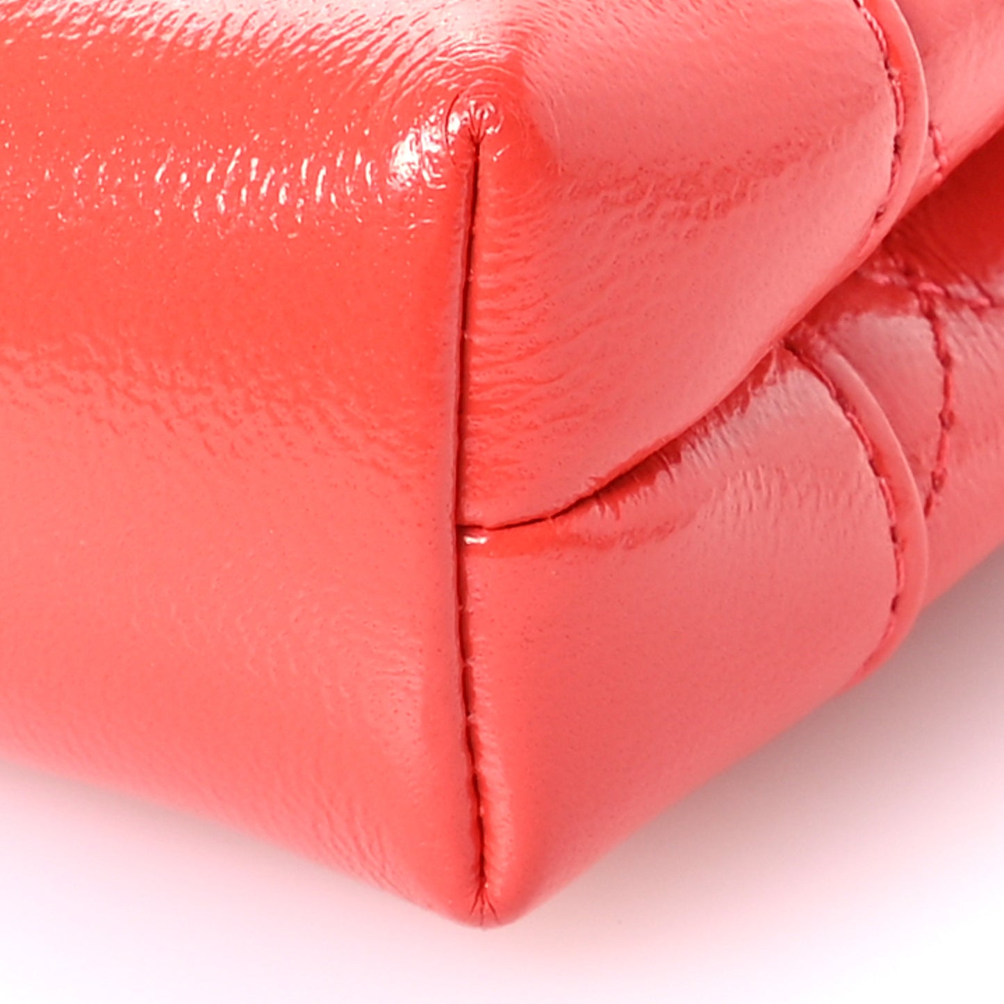 Shiny Lambskin Quilted Micro 31 Clutch With Chain Dark Orange