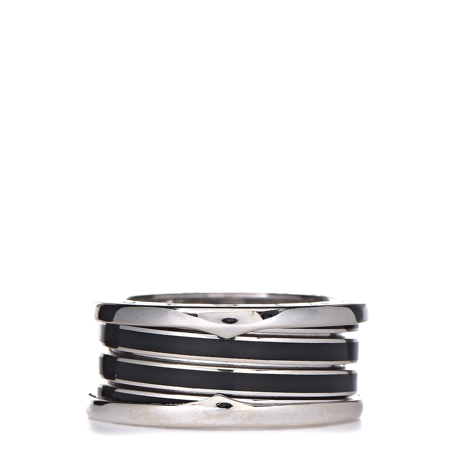18K White Gold Black Enamel B.Zero1 4 Band Ring 60 9.25