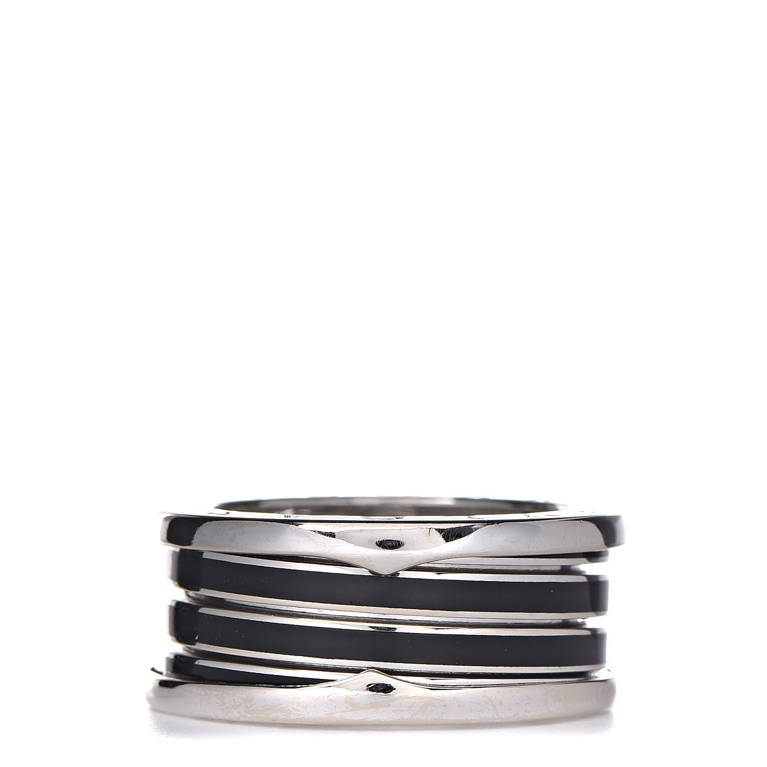 Bulgari 18K White Gold Black Enamel B.Zero1 4 Band Ring 60 9.25 3 of 7
