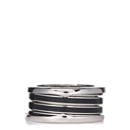 Bulgari 18K White Gold Black Enamel B.Zero1 4 Band Ring 60 9.25 3 of 7