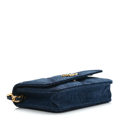Chanel Denim Quilted Chanel 19 Wallet On Chain WOC Blue 3 of 8