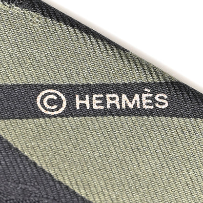Hermes Silk Calfskin Bouquet Final Fringed Twilly Vert Loden Black 4 of 4