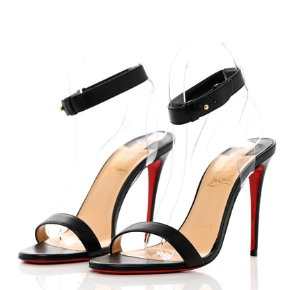 Christian Louboutin Shiny Nappa PVC Jonatina 100 Sandals 36.5 Black 3 of 10
