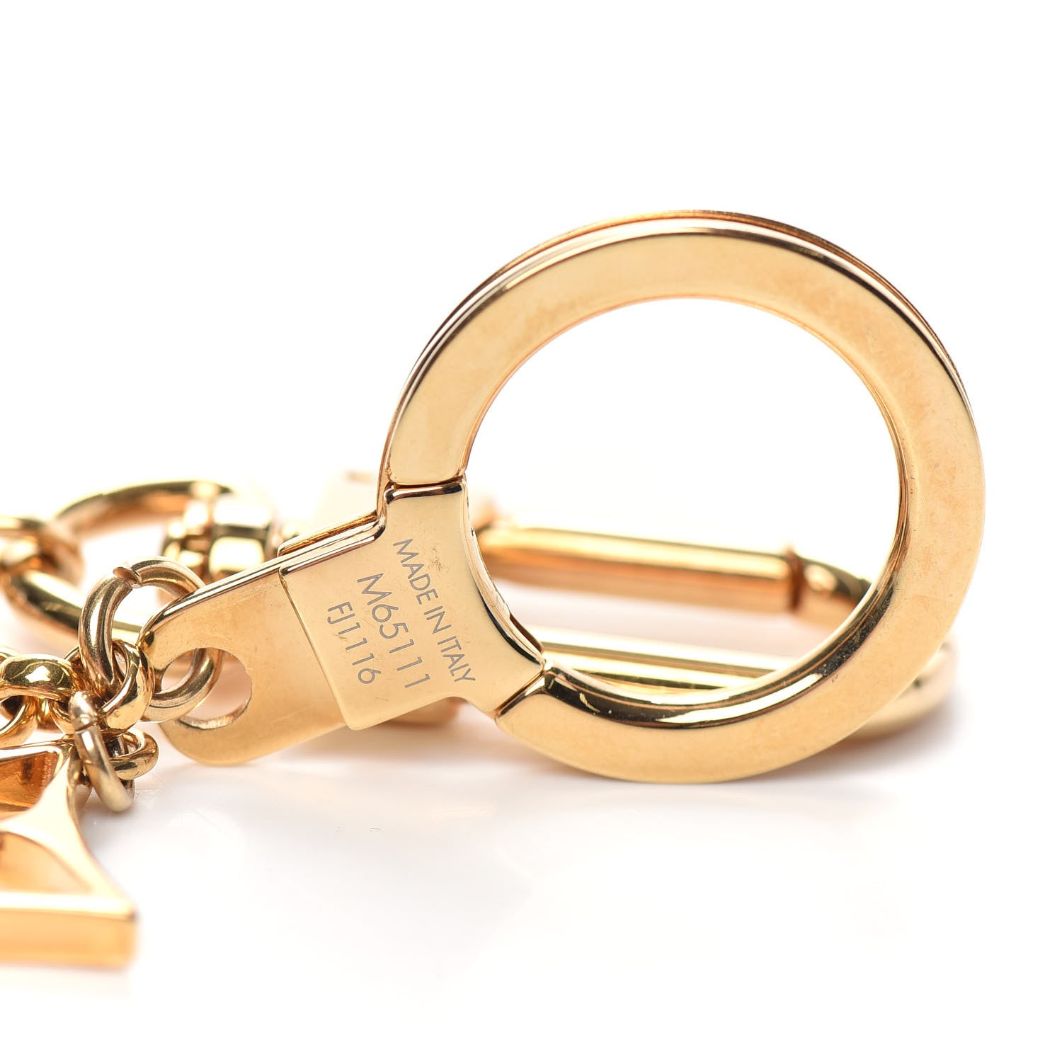 Louis Vuitton Brass Enamel Fleur De Monogram Bag Charm Chain Gold 3 of 3