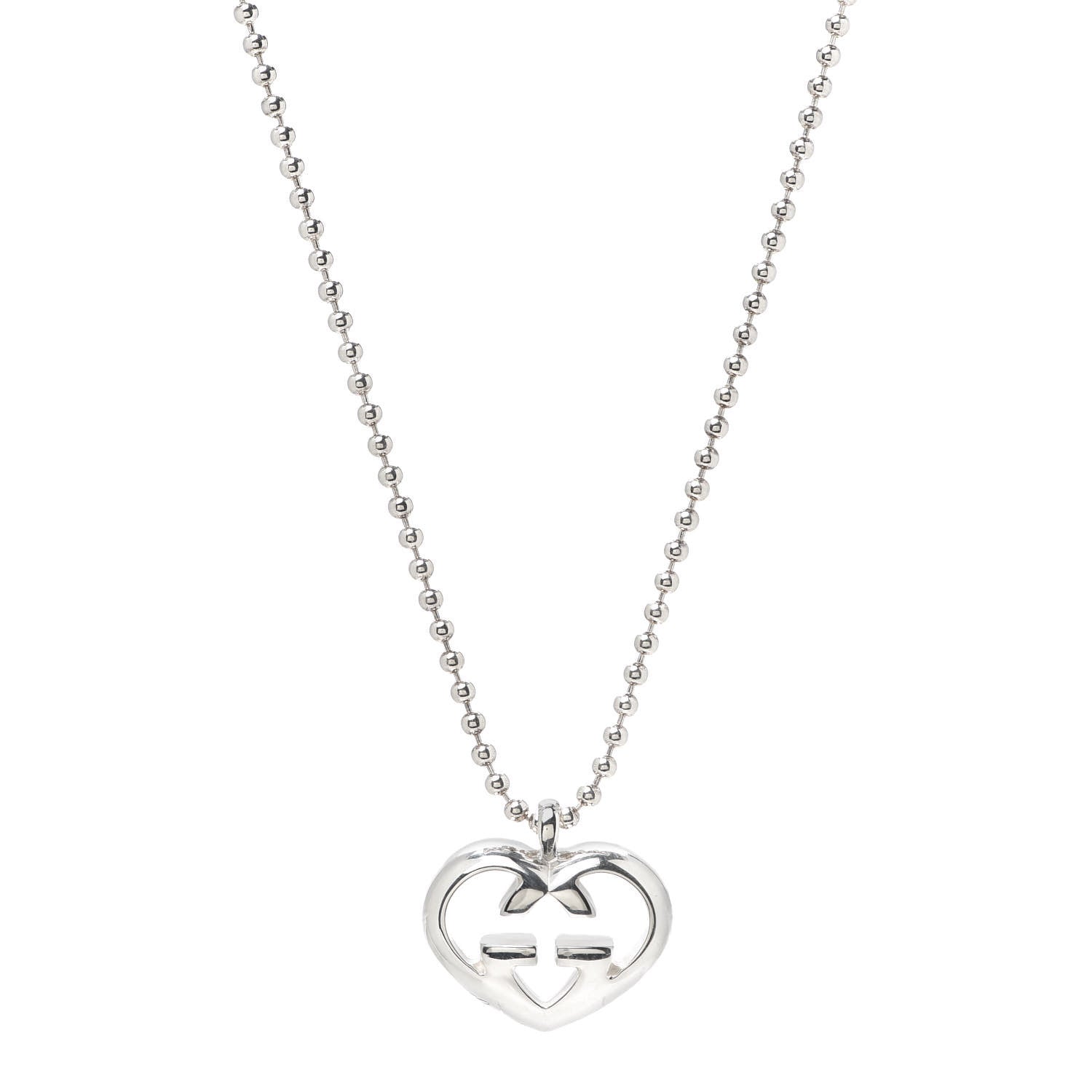 Gucci Sterling Silver Britt Heart Pendant Necklace 1 of 7