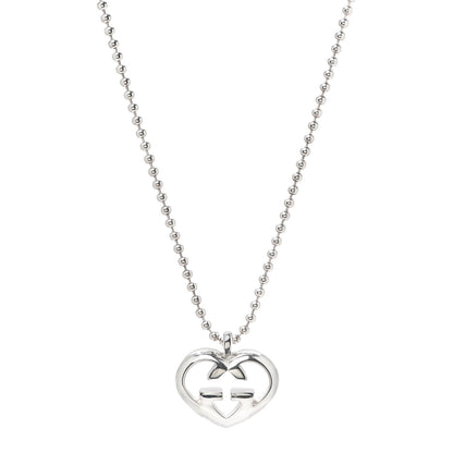 Gucci Sterling Silver Britt Heart Pendant Necklace 1 of 7