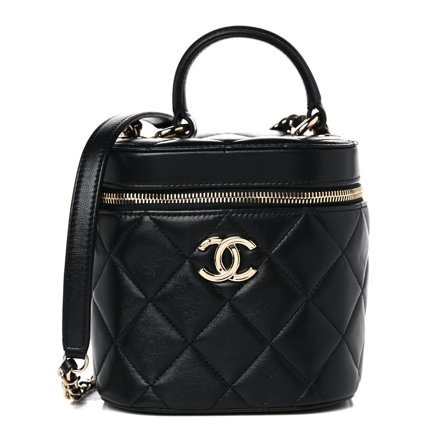 Lambskin Quilted Trendy Vanity Case Black