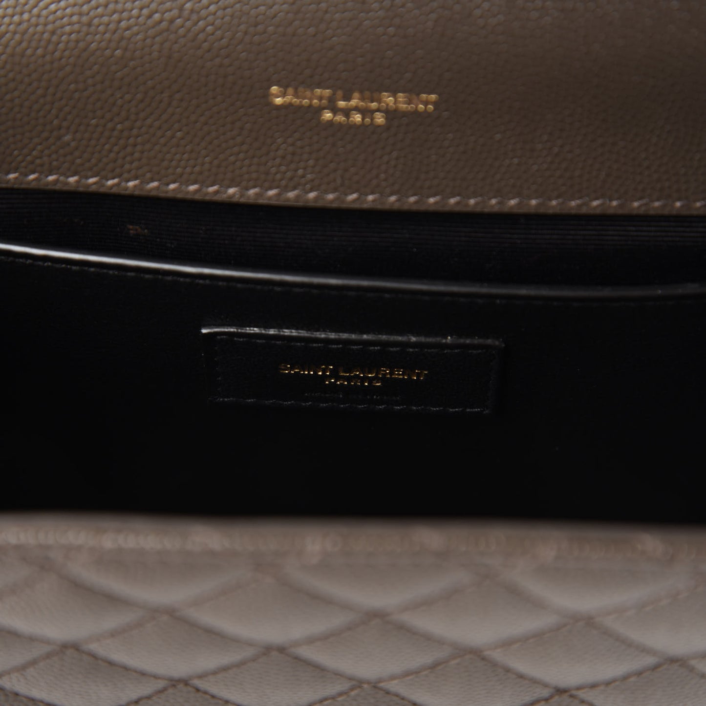 Grain De Poudre Textured Mixed Matelasse Triquilt Medium Monogram Satchel Pebble