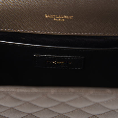Saint Laurent Grain De Poudre Textured Mixed Matelasse Triquilt Medium Monogram Satchel Pebble 8 of 9