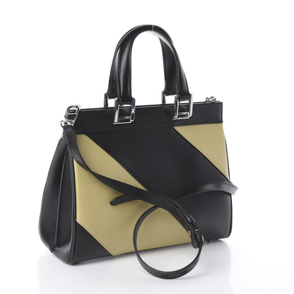 Gucci Smooth Calfskin Diagonal Striped Small Zumi Top Handle Bag Black Beige 2 of 7