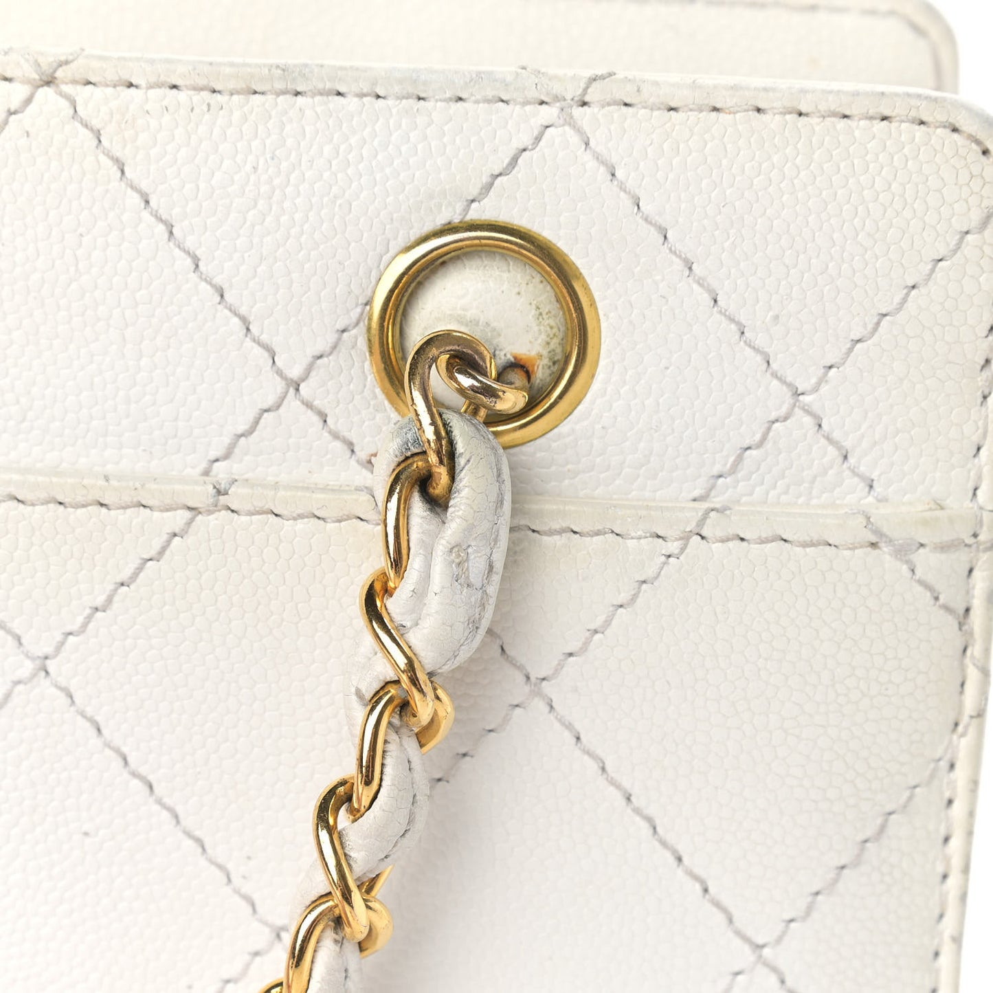Caviar Stitched Shoulder Bag White