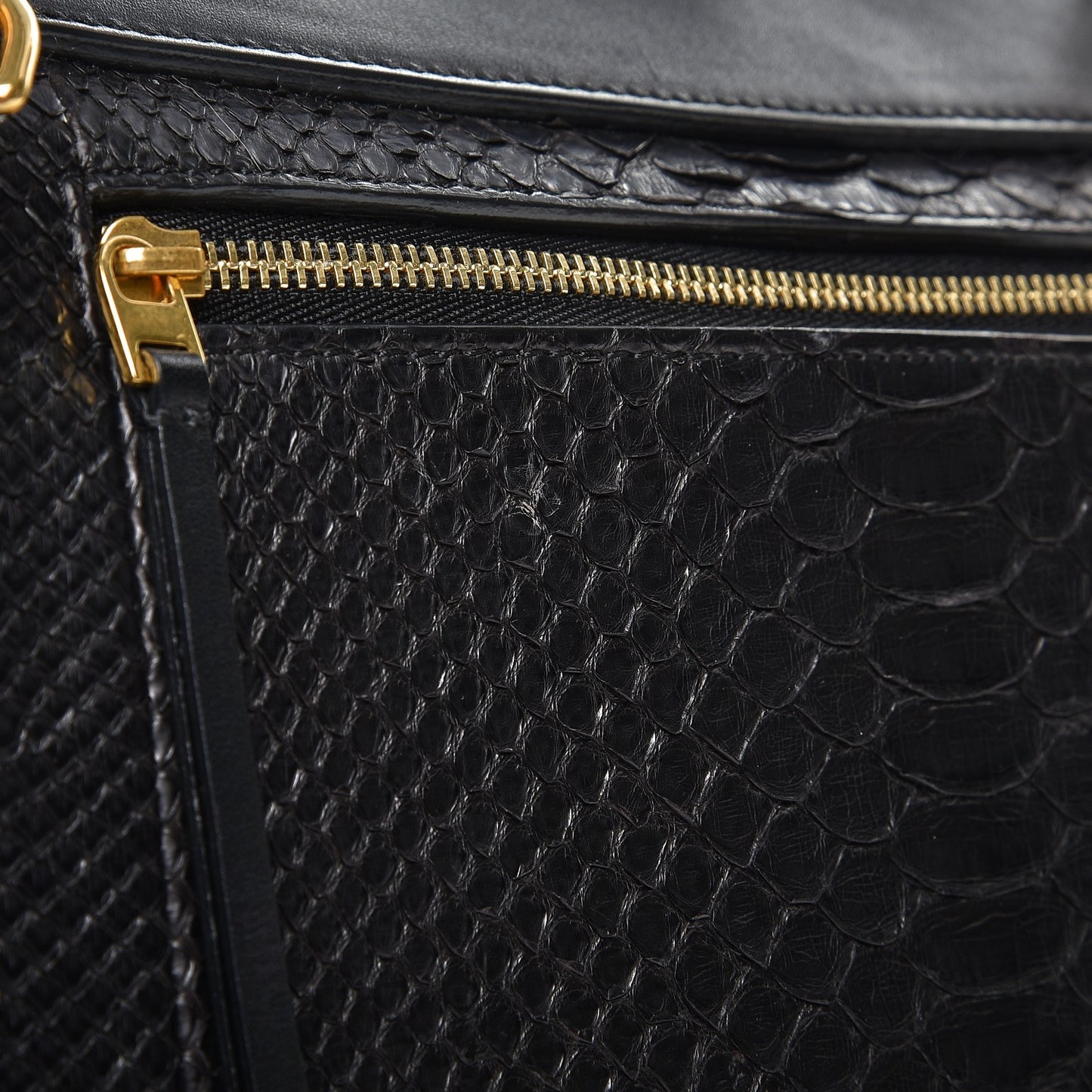 Python Calfskin Mini Belt Bag Black