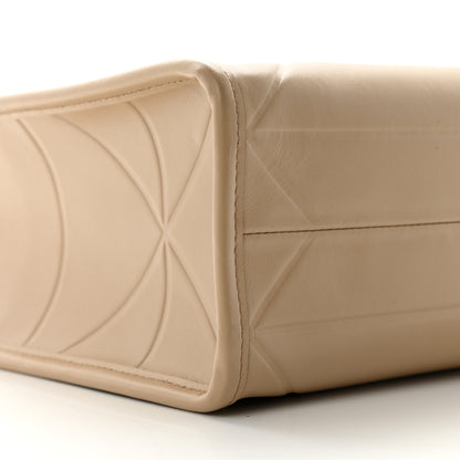 Prada Soft Calfskin Triangolo Symbole Embossed Small Tote Beige Khaki 9 of 9