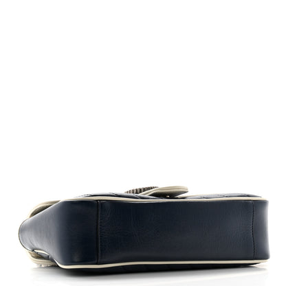 Gucci Vintage Effect Calfskin Matelasse Diagonal Small Torchon GG Marmont Shoulder Bag Blue Agata Mystic White 4 of 11