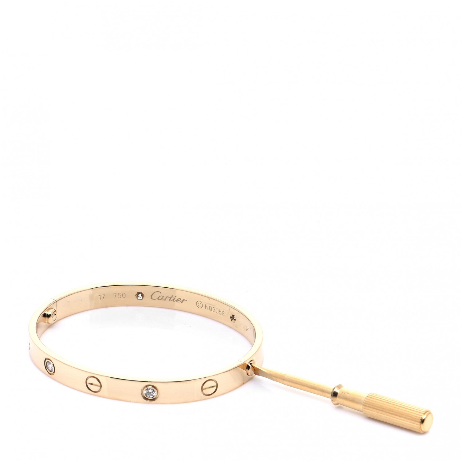 Cartier 18K Yellow Gold 4 Diamond LOVE Bracelet 17 6 of 6