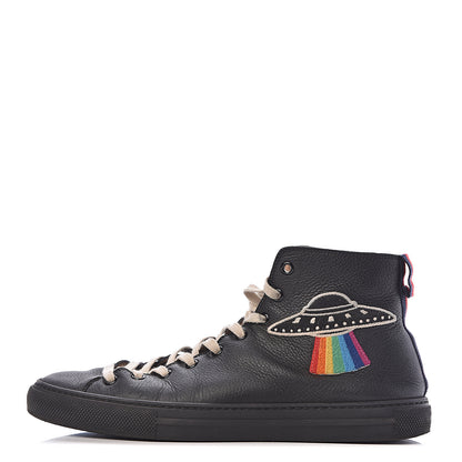 Gucci Calfskin UFO Embroidered Mens Sneakers 7 Black 1 of 14