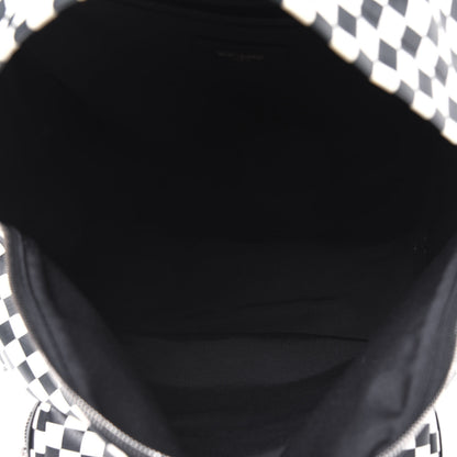Saint Laurent Calfskin Checked Print Hunting Backpack Black White 4 of 15