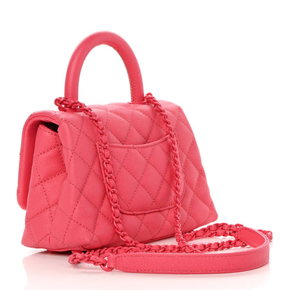 Chanel Caviar Quilted Incognito Extra Mini Coco Handle Flap Pink 3 of 12