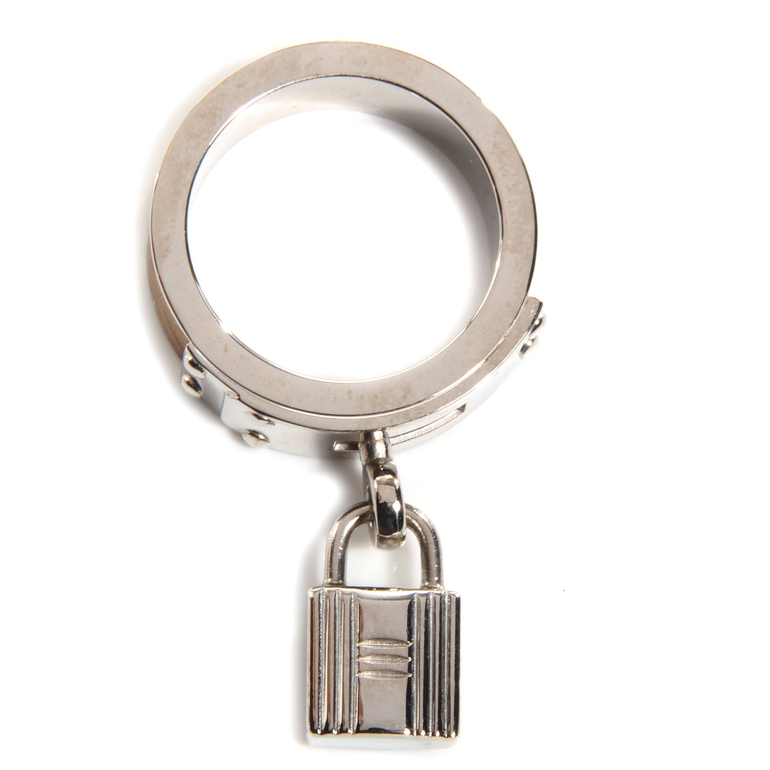 Hermes Palladium Swift Kelly Lock Scarf Ring Biscuit 1 of 5