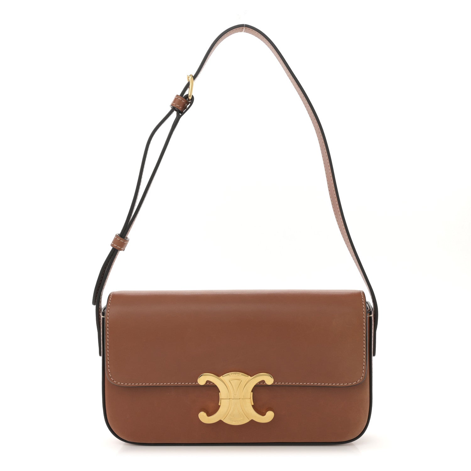 Celine Shiny Calfskin Triomphe Shoulder Bag Tan 1 of 11