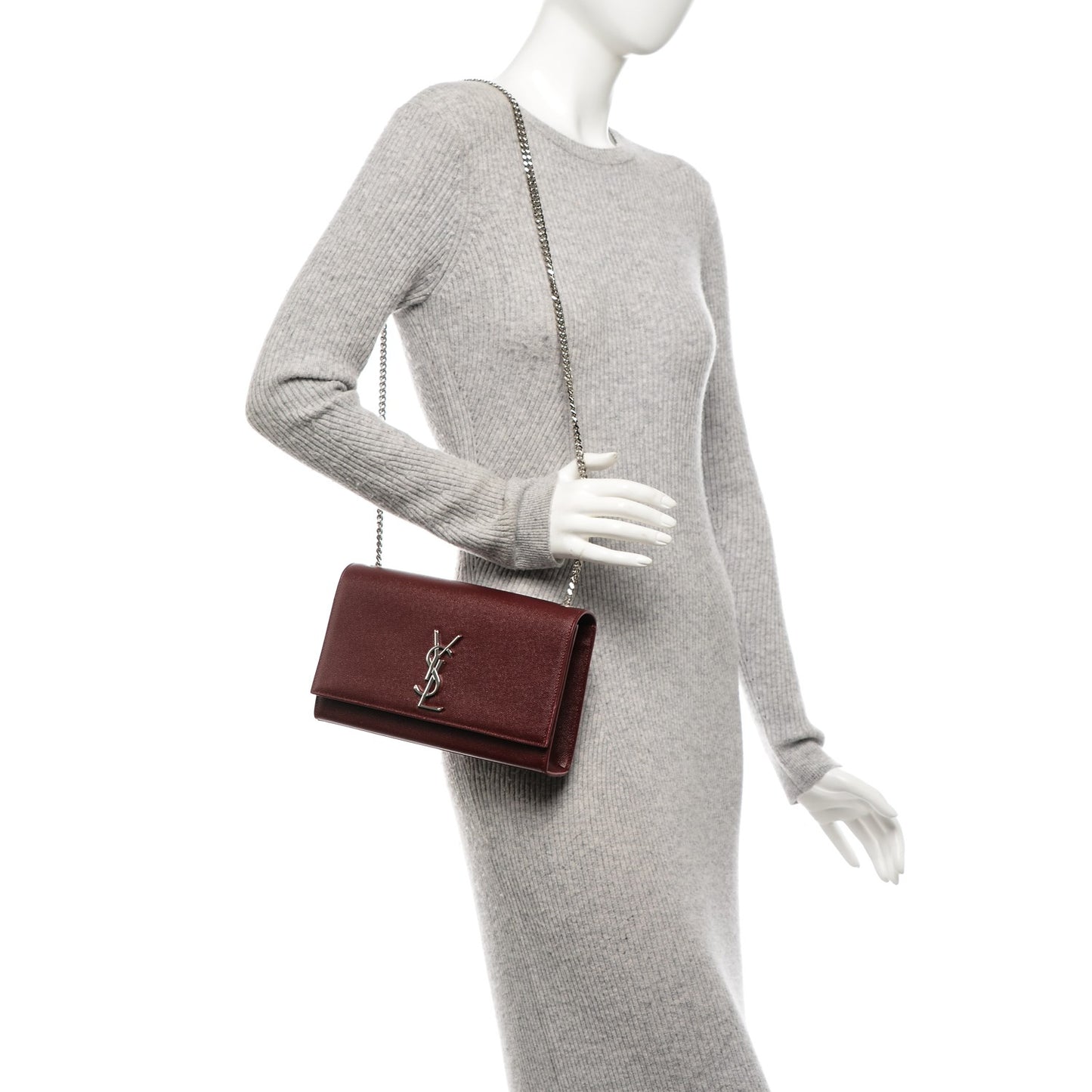 Grain De Poudre Medium Monogram Kate Satchel Dark Red